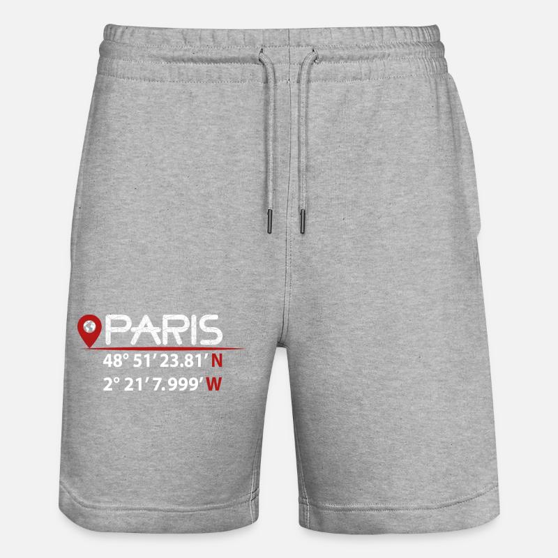 Coordonnées GPS de PARIS - Short de jogging bio TRAINER Stanley/Stella unisexe - gris chiné