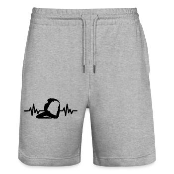 Heartbeat Gymnastics - Meditation Gymnastics Yoga - Stanley/Stella Trainer Unisex Organic Jogging Shorts - heather grey - Front - Nik (191cm) & Marisol (170cm)