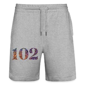 102e anniversaire léopard - Short de jogging bio TRAINER Stanley/Stella unisexe - gris chiné - Devant - Nik (191cm) & Marisol (170cm)