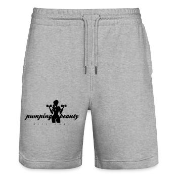 Pumping Beauty Solid Color - Stanley/Stella Trainer Unisex Organic Jogging Shorts - heather grey - Front - Nik (191cm) & Marisol (170cm)