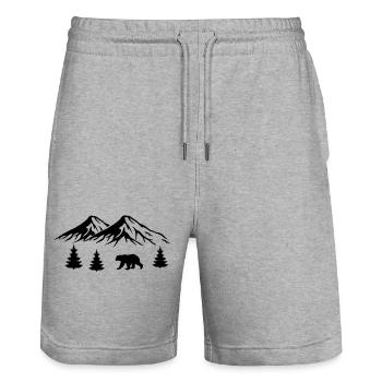 Mountains Bear Nature - Stanley/Stella Trainer Unisex Organic Jogging Shorts - heather grey - Front - Nik (191cm) & Marisol (170cm)