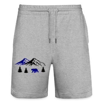 mountains, bear, nature - Stanley/Stella Trainer Unisex Organic Jogging Shorts - heather grey - Front - Nik (191cm) & Marisol (170cm)