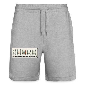 Atomraketen - Diese gehören ins Museum. - Stanley/Stella Unisex Bio Joggingshorts Trainer  - Grau meliert - Vorne - Nik (191cm) & Marisol (170cm)