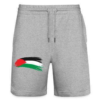 Palästina - Stanley/Stella Unisex Bio Joggingshorts Trainer  - Grau meliert - Vorne - Nik (191cm) & Marisol (170cm)