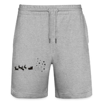 Rentiere Nikolaus Santa Weihnachtsmann - Stanley/Stella Unisex Bio Joggingshorts Trainer  - Grau meliert - Vorne - Nik (191cm) & Marisol (170cm)