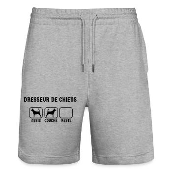 Dresseur de chiens : Assis, Couché, Reste - Short de jogging bio TRAINER Stanley/Stella unisexe - gris chiné - Devant - Nik (191cm) & Marisol (170cm)