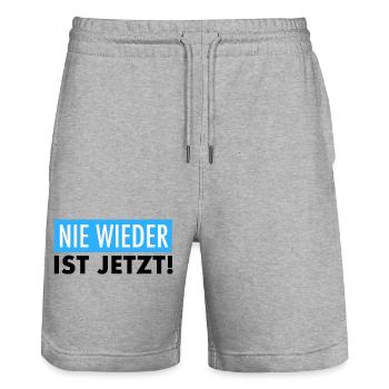 Nie wieder ist jetzt - Stanley/Stella Unisex Bio Joggingshorts Trainer  - Grau meliert - Vorne - Nik (191cm) & Marisol (170cm)
