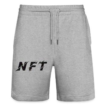 NFT Black Lines Colours - Stanley/Stella Trainer Unisex Organic Jogging Shorts - heather grey - Front - Nik (191cm) & Marisol (170cm)