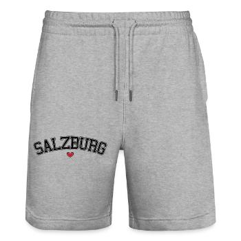 Salzburg Herz Schrift - Stanley/Stella Unisex Bio Joggingshorts Trainer  - Grau meliert - Vorne - Nik (191cm) & Marisol (170cm)