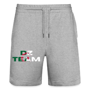 Dz team - idée cadeau Algérie - Short de jogging bio TRAINER Stanley/Stella unisexe - gris chiné - Devant - Nik (191cm) & Marisol (170cm)