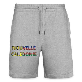 Drapeau Nouvelle-Calédonie - Short de jogging bio TRAINER Stanley/Stella unisexe - gris chiné - Devant - Nik (191cm) & Marisol (170cm)