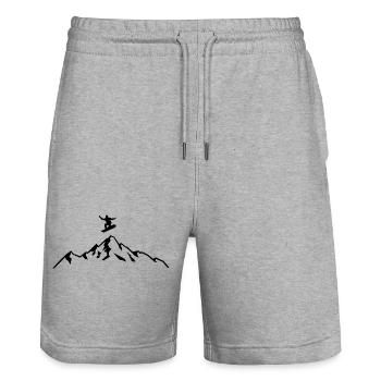 Snowboard, Halfpipe, Wintersport, Skiurlaub - Stanley/Stella Unisex Bio Joggingshorts Trainer  - Grau meliert - Vorne - Nik (191cm) & Marisol (170cm)