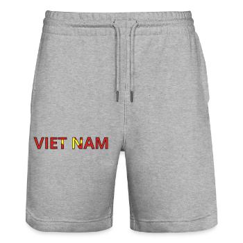Flagge von Vietnam - Stanley/Stella Unisex Bio Joggingshorts Trainer  - Grau meliert - Vorne - Nik (191cm) & Marisol (170cm)