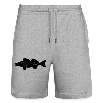 I Love Zander schwarz durchsichtig - Stanley/Stella Unisex Bio Joggingshorts Trainer  - Grau meliert - Vorne - Nik (191cm) & Marisol (170cm)