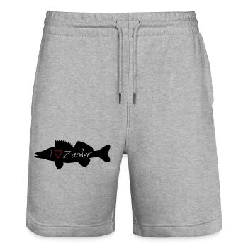 I Love Zander schwarz - Stanley/Stella Unisex Bio Joggingshorts Trainer  - Grau meliert - Vorne - Nik (191cm) & Marisol (170cm)