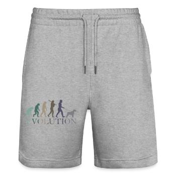 DIE EVOLUTION DES SCHNAUZERS - Stanley/Stella Unisex Bio Joggingshorts Trainer  - Grau meliert - Vorne - Nik (191cm) & Marisol (170cm)