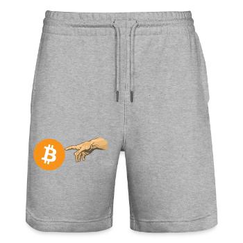 Krypto Creation Hand 1 - Stanley/Stella Unisex Bio Joggingshorts Trainer  - Grau meliert - Vorne - Nik (191cm) & Marisol (170cm)