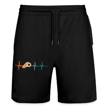 Battement de cœur Sifflet arbitre - Short de jogging bio TRAINER Stanley/Stella unisexe - noir - Devant - Nik (191cm) & Marisol (170cm)
