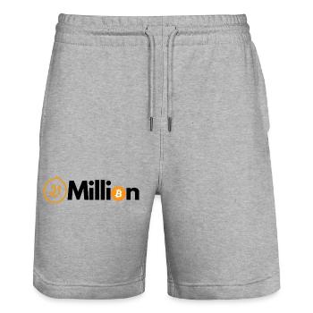 Crypto 21 millions de BTC Bitcoin - Short de jogging bio TRAINER Stanley/Stella unisexe - gris chiné - Devant - Nik (191cm) & Marisol (170cm)