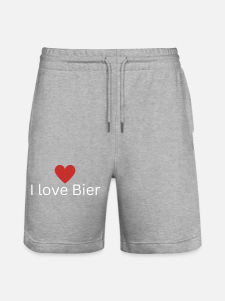 I love Bier - Stanley/Stella Unisex Bio Joggingshorts Trainer  - Grau meliert