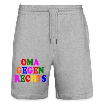 Oma gegen rechts - Stanley/Stella Unisex Bio Joggingshorts Trainer  - Grau meliert - Vorne - Nik (191cm) & Marisol (170cm)