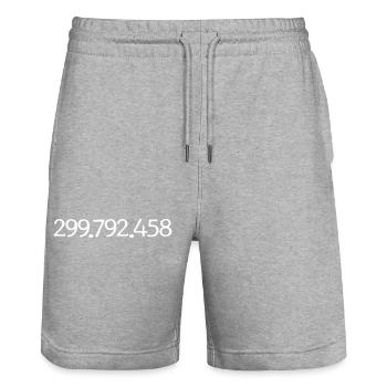 La vitesse de la lumière - la constante - Short de jogging bio TRAINER Stanley/Stella unisexe - gris chiné - Devant - Nik (191cm) & Marisol (170cm)