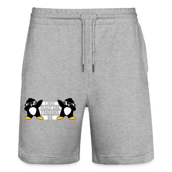 J’aime vraiment les pingouins OK Ich mag Pinguine - Short de jogging bio TRAINER Stanley/Stella unisexe - gris chiné - Devant - Nik (191cm) & Marisol (170cm)