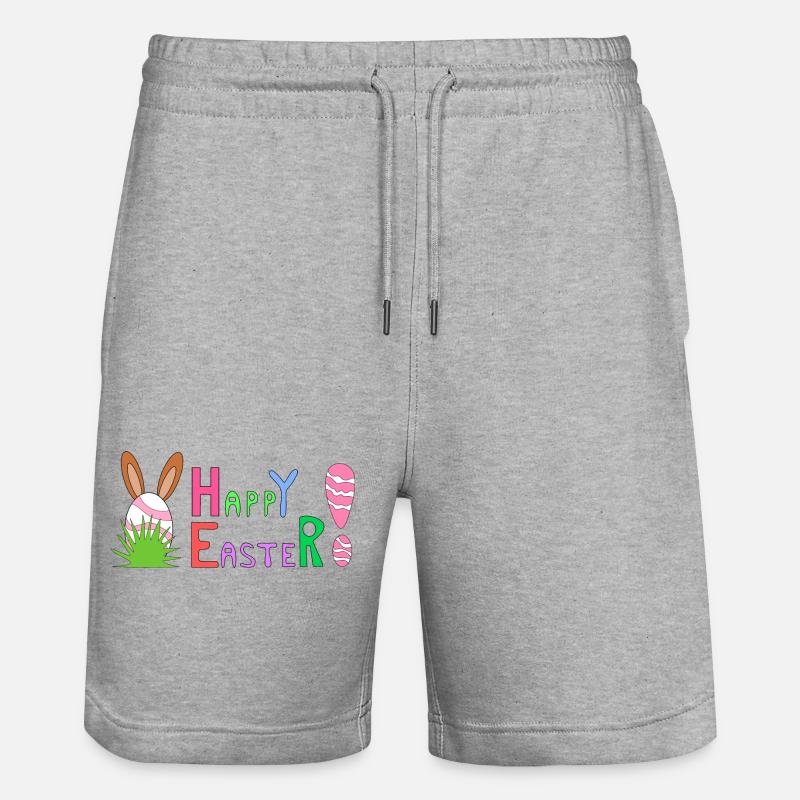 Happy Easter - Stanley/Stella Unisex Bio Joggingshorts Trainer  - Grau meliert