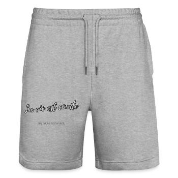 Das Leben ist kurz - Stanley/Stella Unisex Bio Joggingshorts Trainer  - Grau meliert - Vorne - Nik (191cm) & Marisol (170cm)