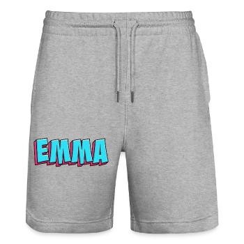 Name Image: Emma - Stanley/Stella Trainer Unisex Organic Jogging Shorts - heather grey - Front - Nik (191cm) & Marisol (170cm)