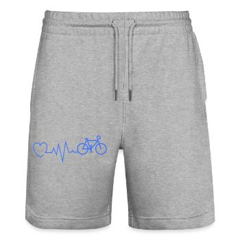 Bicyclette Heartbeat Cyclisme Course cycliste - Short de jogging bio TRAINER Stanley/Stella unisexe - gris chiné - Devant - Nik (191cm) & Marisol (170cm)