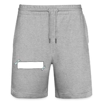 Banner Text Decoration Tape - Stanley/Stella Trainer Unisex Organic Jogging Shorts - heather grey - Front - Nik (191cm) & Marisol (170cm)