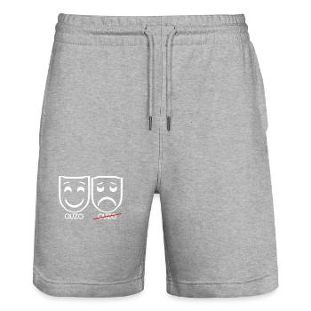 Lustige Traurige Masken Ouzo Lustige Geschenke - Stanley/Stella Unisex Bio Joggingshorts Trainer  - Grau meliert - Vorne - Nik (191cm) & Marisol (170cm)