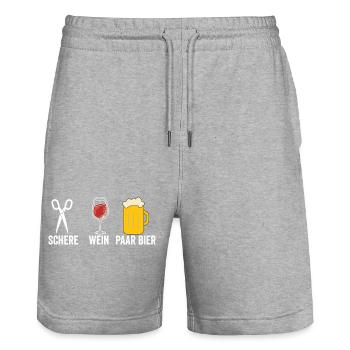 Wine Scissors Couple Beer - Stanley/Stella Trainer Unisex Organic Jogging Shorts - heather grey - Front - Nik (191cm) & Marisol (170cm)