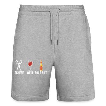 Wine Scissors Couple Beer - Stanley/Stella Trainer Unisex Organic Jogging Shorts - heather grey - Front - Nik (191cm) & Marisol (170cm)