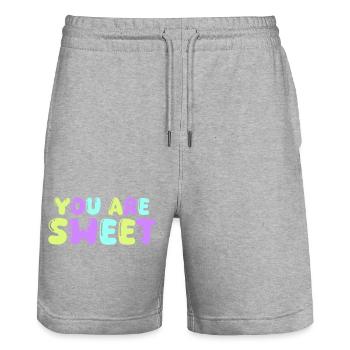you are sweet - Stanley/Stella Unisex Bio Joggingshorts Trainer  - Grau meliert - Vorne - Nik (191cm) & Marisol (170cm)