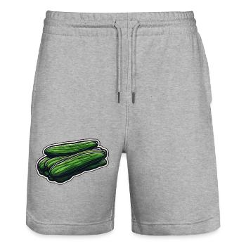 Food / Vegetables / Market / Vitamins / Design - Stanley/Stella Trainer Unisex Organic Jogging Shorts - heather grey - Front - Nik (191cm) & Marisol (170cm)
