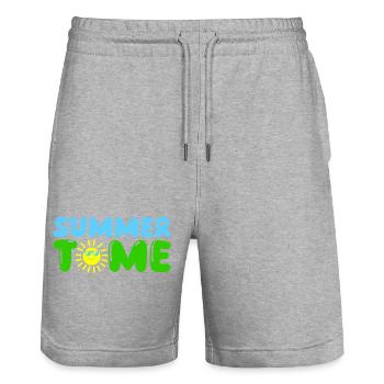 Summer Time - Stanley/Stella Trainer Unisex Organic Jogging Shorts - heather grey - Front - Nik (191cm) & Marisol (170cm)