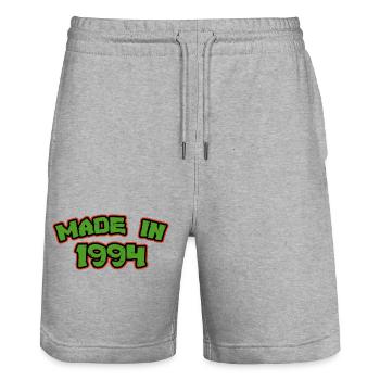 Made in 1994 - Stanley/Stella Trainer Unisex Organic Jogging Shorts - heather grey - Front - Nik (191cm) & Marisol (170cm)