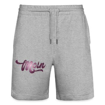 Eleganter Moin Aufdruck - Stanley/Stella Unisex Bio Joggingshorts Trainer  - Grau meliert - Vorne - Nik (191cm) & Marisol (170cm)