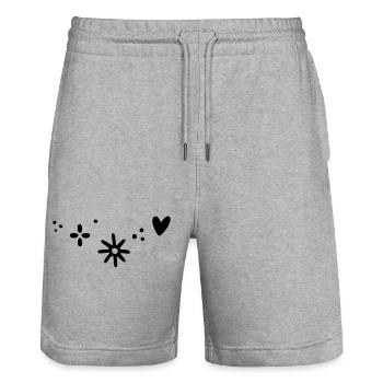 Motif d’étoile de coeur - Short de jogging bio TRAINER Stanley/Stella unisexe - gris chiné - Devant - Nik (191cm) & Marisol (170cm)