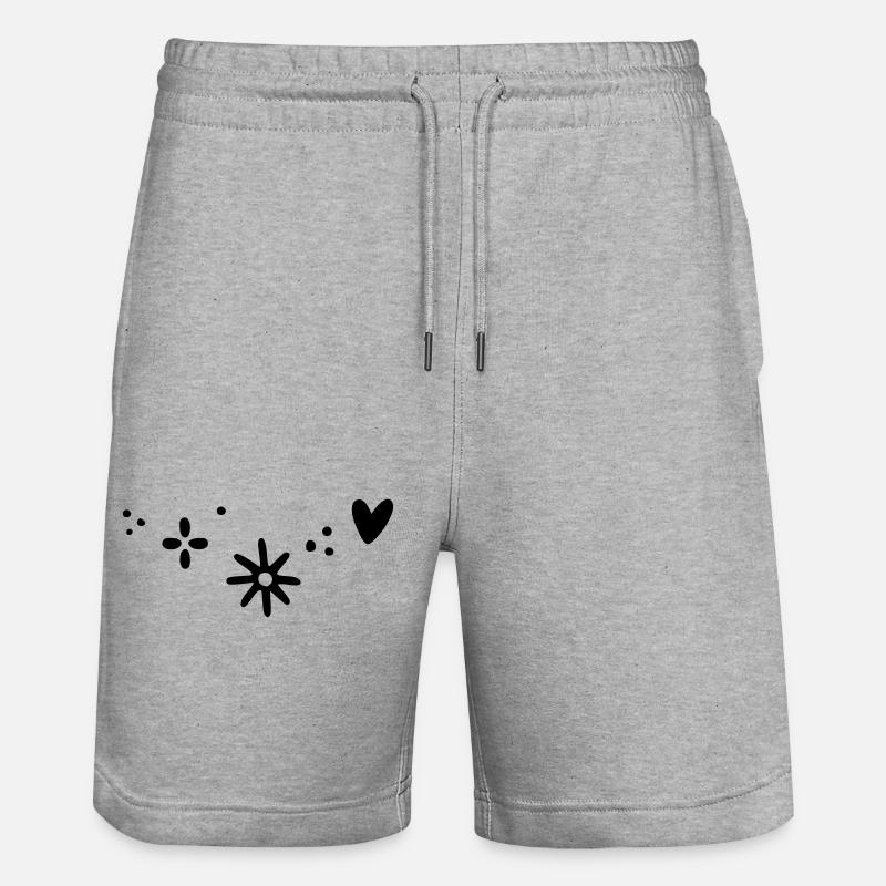 Heart Star Pattern - Stanley/Stella Trainer Unisex Organic Jogging Shorts - heather grey