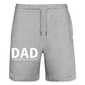 DAD Forever in my heart. Memorial design - Stanley/Stella Trainer Unisex Organic Jogging Shorts - heather grey - Front - Nik (191cm) & Marisol (170cm)