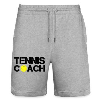 Tennis Coach - Stanley/Stella Trainer Unisex Organic Jogging Shorts - heather grey - Front - Nik (191cm) & Marisol (170cm)