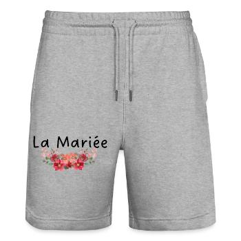 La mariée fleurs - Short de jogging bio TRAINER Stanley/Stella unisexe - gris chiné - Devant - Nik (191cm) & Marisol (170cm)