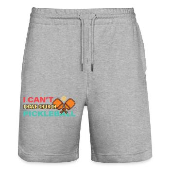 Funny I Can't I Have Church And Pickleball - Stanley/Stella Unisex Bio Joggingshorts Trainer  - Grau meliert - Vorne - Nik (191cm) & Marisol (170cm)