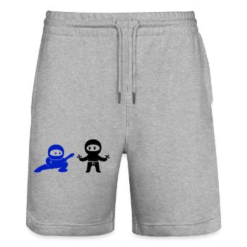 Ninjas - Short de jogging bio TRAINER Stanley/Stella unisexe - gris chiné - Devant - Nik (191cm) & Marisol (170cm)