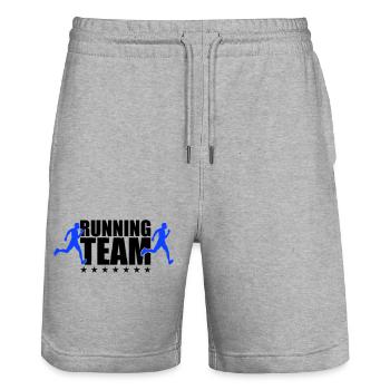 running team - Stanley/Stella Unisex Bio Joggingshorts Trainer  - Grau meliert - Vorne - Nik (191cm) & Marisol (170cm)