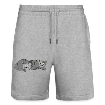 Katzen - Stanley/Stella Unisex Bio Joggingshorts Trainer  - Grau meliert - Vorne - Nik (191cm) & Marisol (170cm)