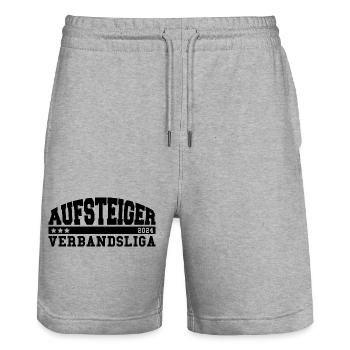 Aufsteiger 2024 Verbandsliga Aufstieg Fußball - Stanley/Stella Unisex Bio Joggingshorts Trainer  - Grau meliert - Vorne - Nik (191cm) & Marisol (170cm)